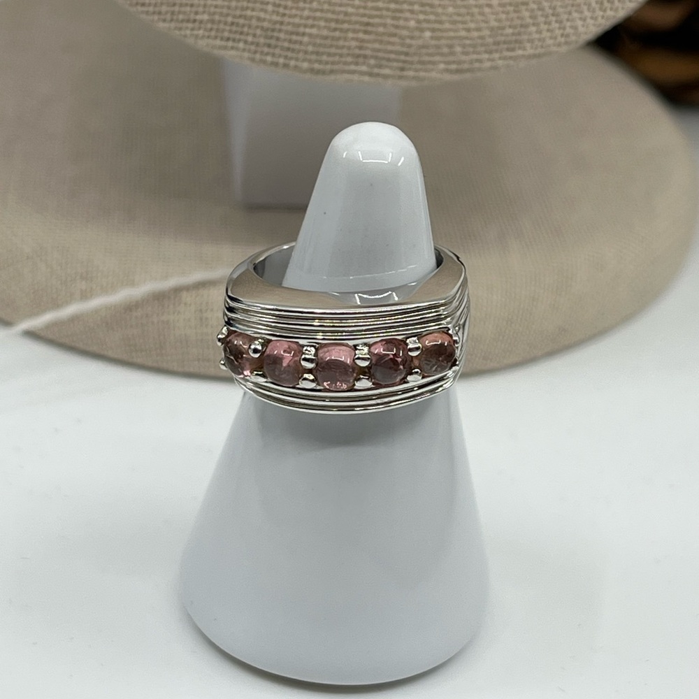 Vintage Sterling Silver Ring with Pink Gemstones - Size 5.75, 9.2g - Picture 11 of 16